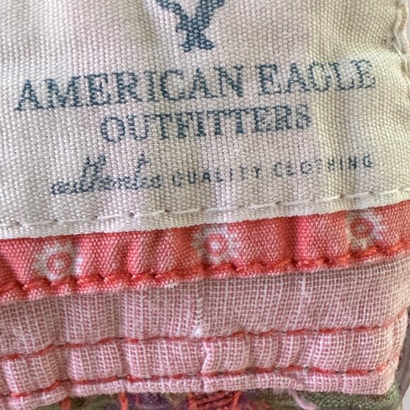 American Eagle Size 14  Plaid Print Cotton Summer Shorts Button Accents Pockets - Picture 12 of 12